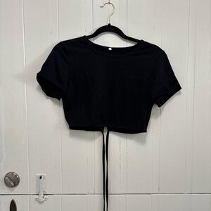 Shein Black Crop Top with Tie Detail
